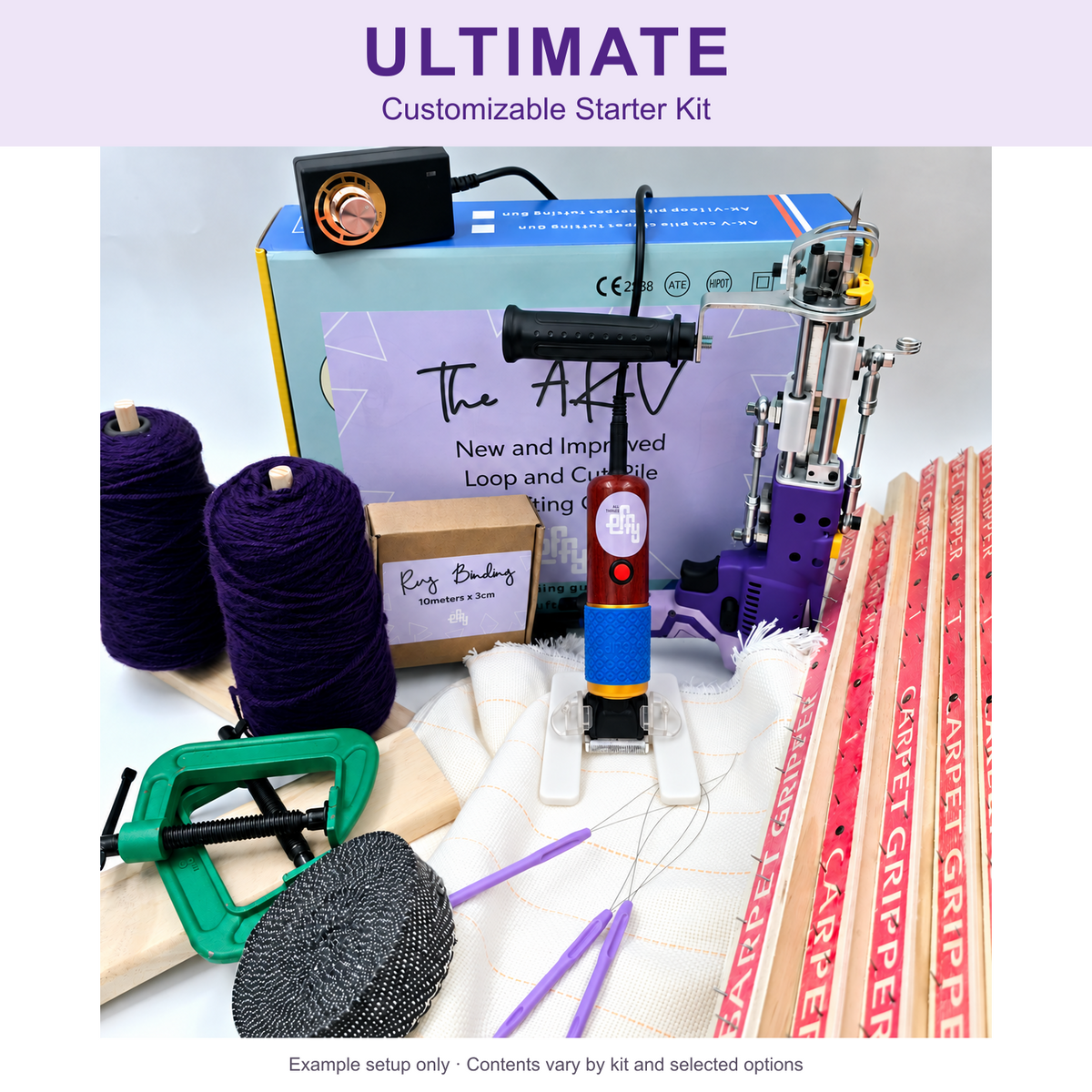 EFFY Ultimate Rug Tufting Starter Kit with purple AK-V and supplies