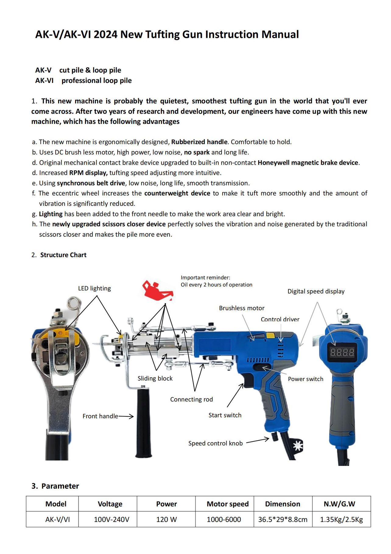 New AK-V Cut Pile Tufting Gun | Free Shipping